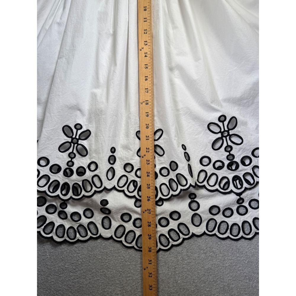 Anthropologie Moulinette Soeurs Skirt Women Eyelet Scalloped Poplin Size 10 - Picture 13 of 14